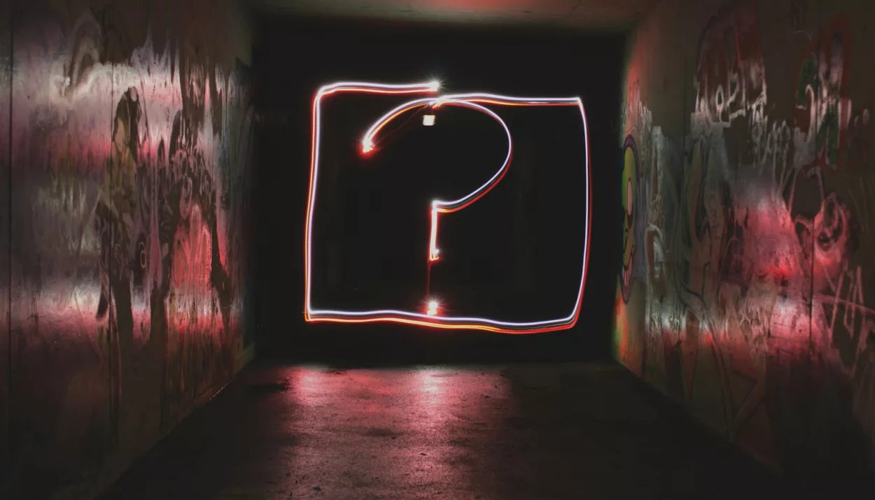 question mark neon signage